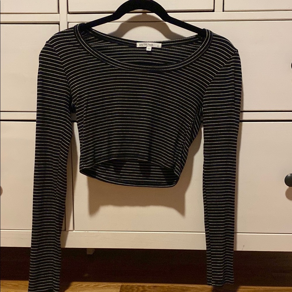Anthropologie Black Striped Women's Top